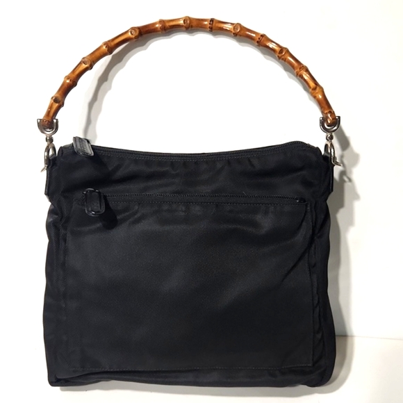 GUCCI Authentic Bamboo Black Classic Nylon Shoulder Bag 000 2058 0509 EUC!! - Picture 2 of 16